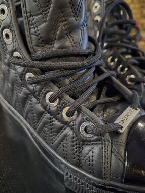 Valentino Black Quilted High-Top Sneakers
